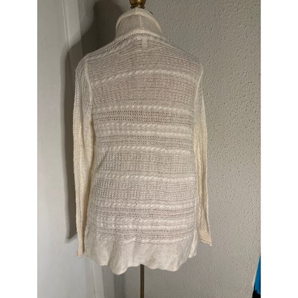 Sonoma Life + Style Cream Cardigan Open Front Sweater S Boho Cottagecore Winter - Picture 2 of 11